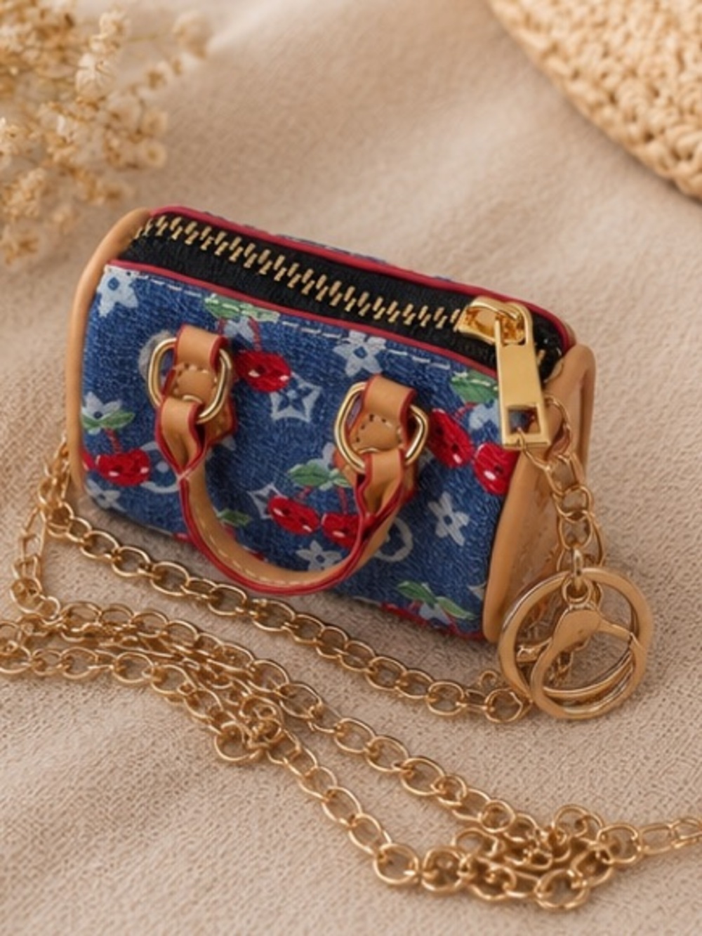 Mini Cherry Print Barrel Bag | Designer Inspired | - Picture 4 of 4